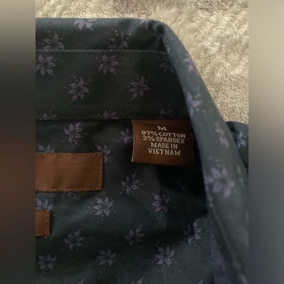 Perry Ellis Slim Fit Button Down Shirt Short Sleeve Floral Medium NWT - Picture 6 of 8